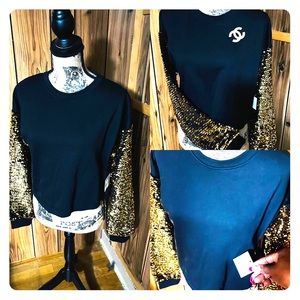 Floral dress and sequence sweatshirt